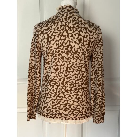 J.Crew Merino Wool Ruffle Trim Leopard Cardigan – Women’s Small - Picture 4 of 5